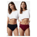 Trendyol Black-Claret Red 2 Pack Seamless Hipster Knitted Panties