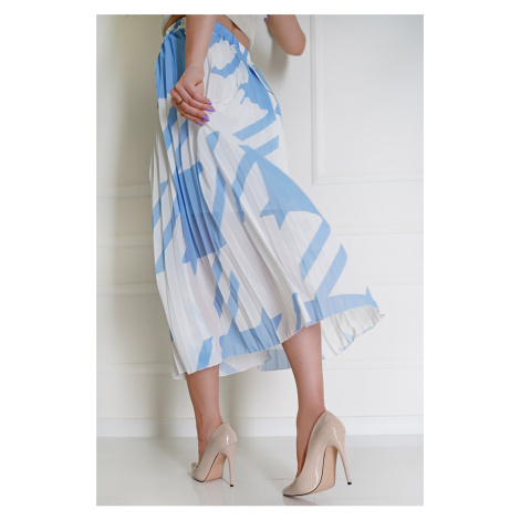Modro-smotanová vzorovaná maxi sukňa Claire