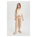 DEFACTO Girls Barrel Fit Wide Leg Cotton Belted Trousers