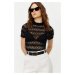 Trendyol Black Lace Regular/Regular Fit High Neck Knitted Blouse