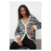 Trendyol Stone Soft Texture Zebra Patterned Knitwear Cardigan