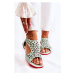 Zelené prelamované kožené sandále pre dámy vo výpredaji