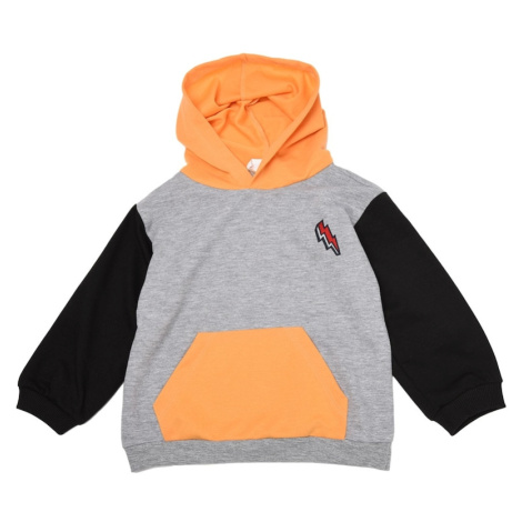 Trendyol Gray Color Block Patch Detail Hooded Boy Knitted Sweatshirt