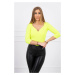 Ribbed blouse with a neckline of yellow neon color