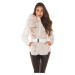 Sexy faux fur winter jacket with hood BEIGE