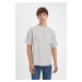 DEFACTO Men's Grey Boxy Fit Wide Cut Crew Neck Short Sleeve Basic T-Shirt