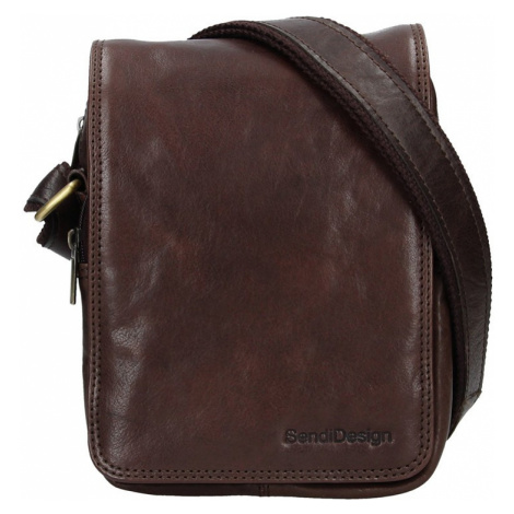 Pánska kožená taška cez rameno SendiDesign Rodman - tmavo hnedá Sendi Design
