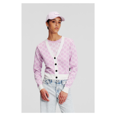 Sveter Karl Lagerfeld Kl Monogram Short Cardigan Kl Monogram Orchid Bouquet