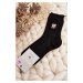 Patterned socks for women with teddy bear, black