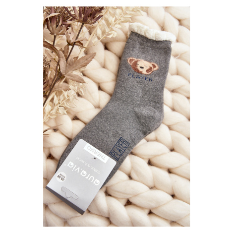 Thick cotton socks with teddy bear, grey