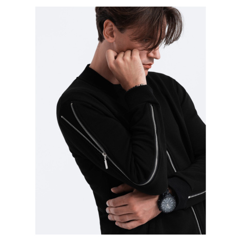 Ombre Men's bomber jacket with decorative zips on sleeves AMSTERDAM