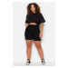 Trendyol Curve Black High Waist Flexible Skinny Denim Shorts &; Bermuda