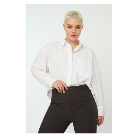 Trendyol Curve White Boyfriend Woven Shirt