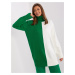 Green and ecru long turtleneck sweater