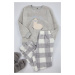 Trendyol Curve Gray Wellsoft Llama Patterned Knitted Pajama Set