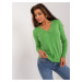 Light green plain sweater with button closure