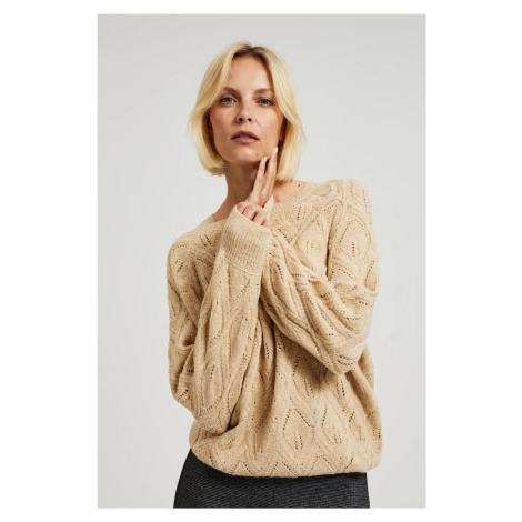 Women's perforated sweater MOODO - beige