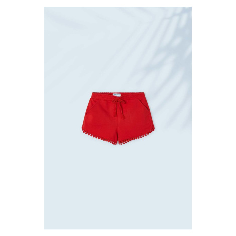 Detské krátke nohavice Mayoral červená farba, jednofarebné
