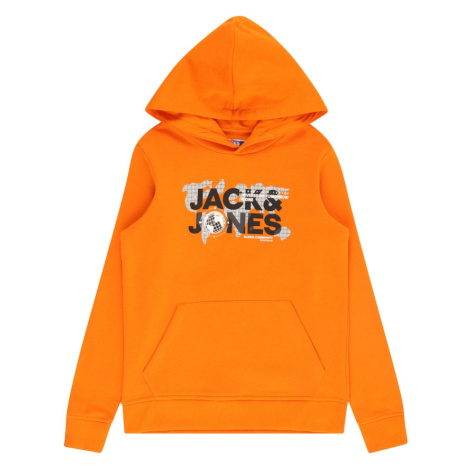 Jack & Jones Junior Mikina 'Dust'  sivá / oranžová / čierna / biela