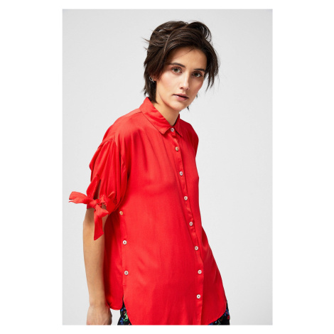 Shirt with ruffle sleeves - coral Moodo