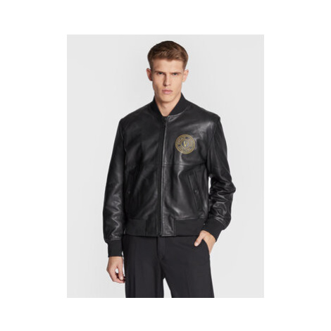 Versace Jeans Couture Kožená bunda 73GAVP07 Čierna Regular Fit