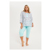 Women's pyjamas Ganika 3/4 sleeve, 3/4 legs - print/turquoise