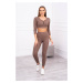 Žebrovaný crop top set mocca UNI