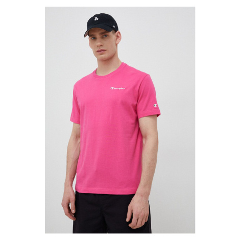 Bavlnené tričko Champion ružová farba, jednofarebné