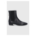 Kožené topánky Chelsea Furla Grace dámske, čierna farba, na plochom podpätku