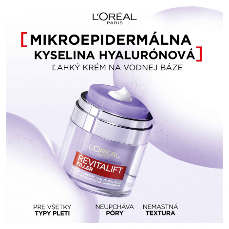 L'Oréal Paris Revitalift Filler Pressed Cream ľahký krém s kyselinou hyalurónovou, 50 ml