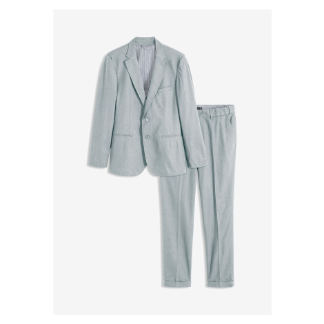 Oblek s plátnom Slim Fit (2-dielny): sako a nohavice bonprix