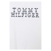 Dievčenské bavlnené šaty Tommy Hilfiger biela farba, mini, rovný strih