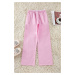 Trendyol Pink Cotton Elastic and Label Detailed Woven Pajama Bottoms