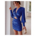 Modré saténové šaty