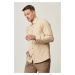 AC&Co / Altınyıldız Classics Men's Beige Slim Fit Slim Fit Cotton Oxford Shirt with Hidden Butto