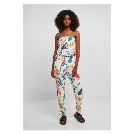 Women's viscose bandeau white, sand and fruit jumpsuit Urban Classics