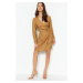 Trendyol Brown Double Breasted Mini Woven Dress with Tie Detail