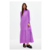 Trendyol Purple High Neck Crinkle Wide Fit Woven Dress