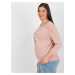 Světle růžová halenka plus size s 3/4 rukávem JEDNA