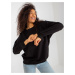 Black women's basic sweatshirt without hood in an oversize cut