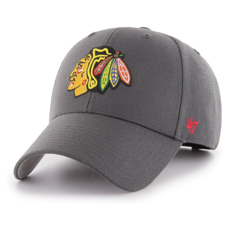 Čiapka 47 brand NHL Chicago Blackhawks šedá farba, s nášivkou, H-MVP04WBV-CC