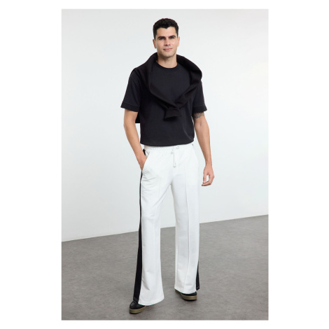 Trendyol Ecru Oversize/Wide Cut Open Leg Color Block Sweatpants