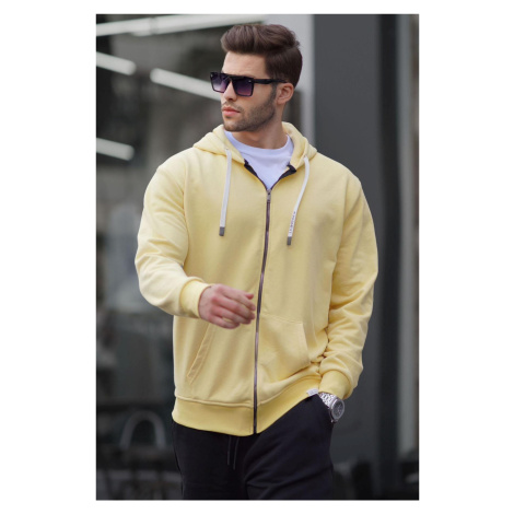 Madmext Yellow Zipper Hooded Sweatshirt 6161