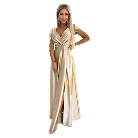 Women&#039;s satin long dress with neckline Numoco