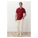 Trendyol Claret Red Regular/Normal Cut 100% Cotton Embroidered Polo Neck T-shirt