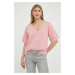Bavlnené tričko G-Star Raw ružová farba
