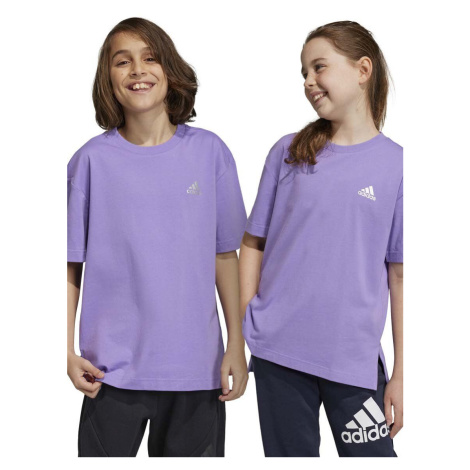 Detské bavlnené tričko adidas fialová farba, s potlačou