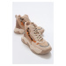 LuviShoes Olivia Beige Patterned Women's Sports Boots