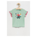 Detské bavlnené tričko United Colors of Benetton zelená farba,