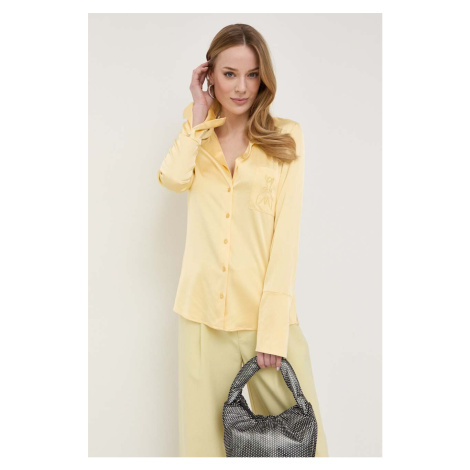 Košeľa Patrizia Pepe dámska, žltá farba, regular, s klasickým golierom